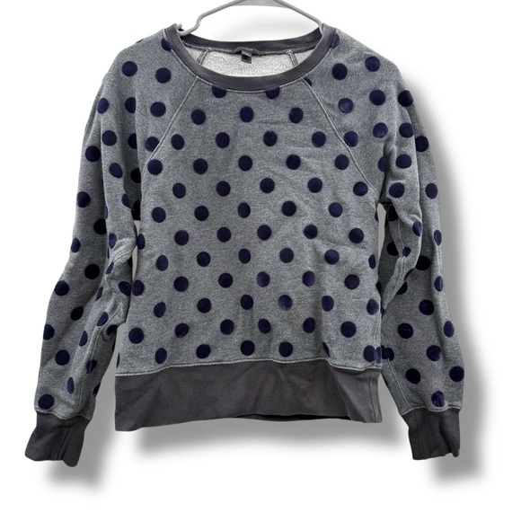 J. Crew Polka Dot Navy‎ Blue & Gray Long Sleeve Pullover Sweater Sz S - Picture 1 of 7